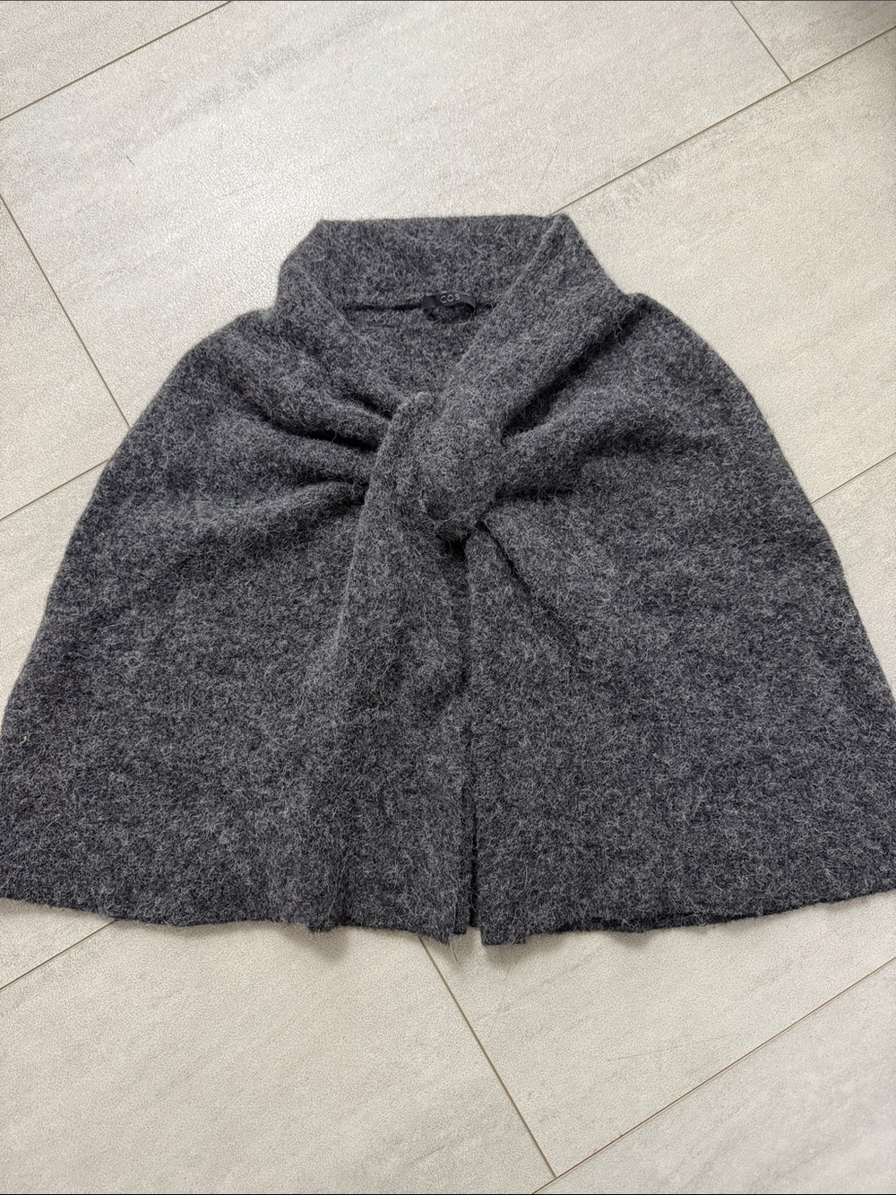COS Dark Gray Knit Cape with Front Tie